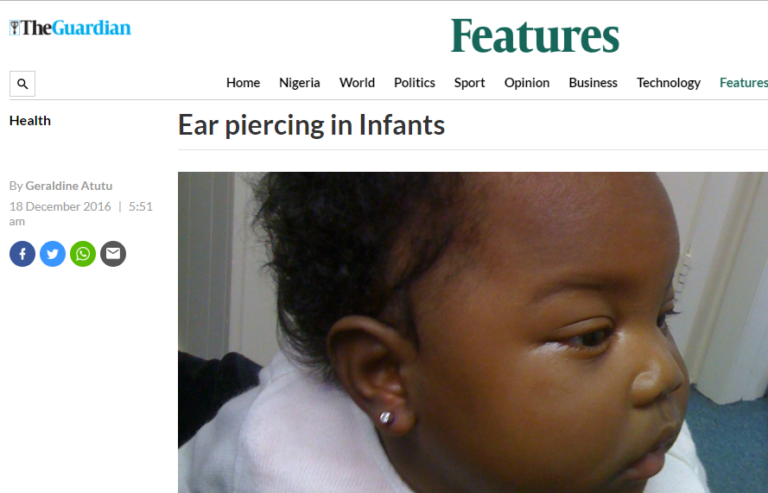 Ear piercing in Infants